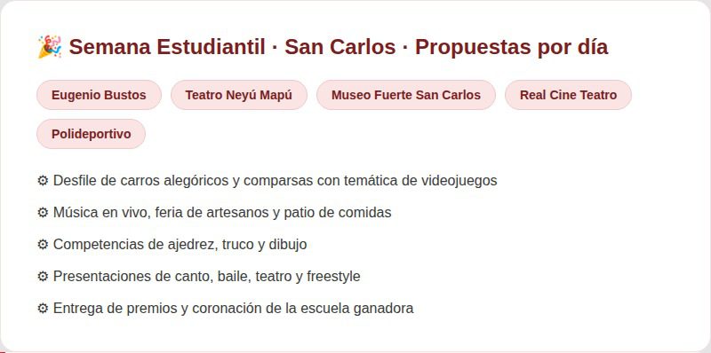 Sedes y propuestas de la Semana Estudiantil 2026 en San Carlos