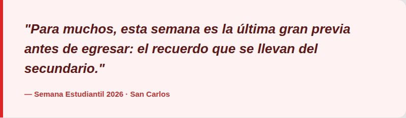 Frase destacada: Para muchos, esta semana es la última gran previa antes de egresar, el recuerdo que se llevan del secundario.