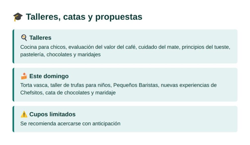 Talleres, catas y propuestas