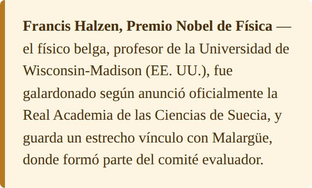 Francis Halzen, Premio Nobel de Física