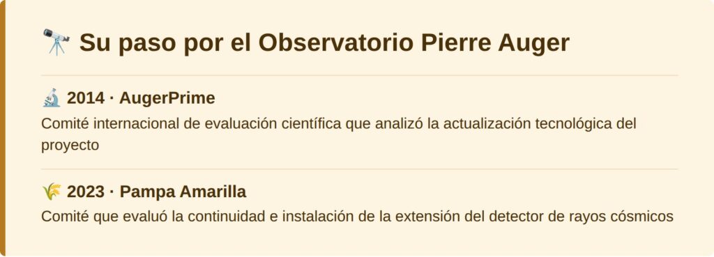 Su paso por el Observatorio Pierre Auger: 2014 y 2023