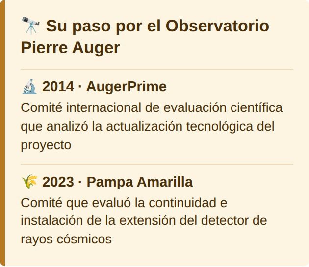 Su paso por el Observatorio Pierre Auger: 2014 y 2023