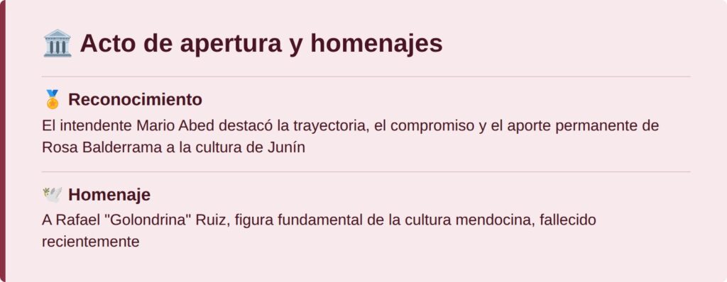 Acto de apertura y homenajes