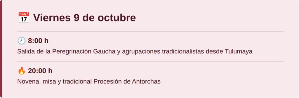 Cronograma del viernes 9 de octubre