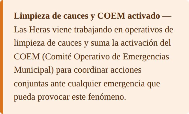 Limpieza de cauces y COEM activado en Las Heras