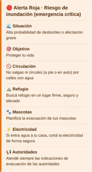 Alerta Roja: riesgo de inundación