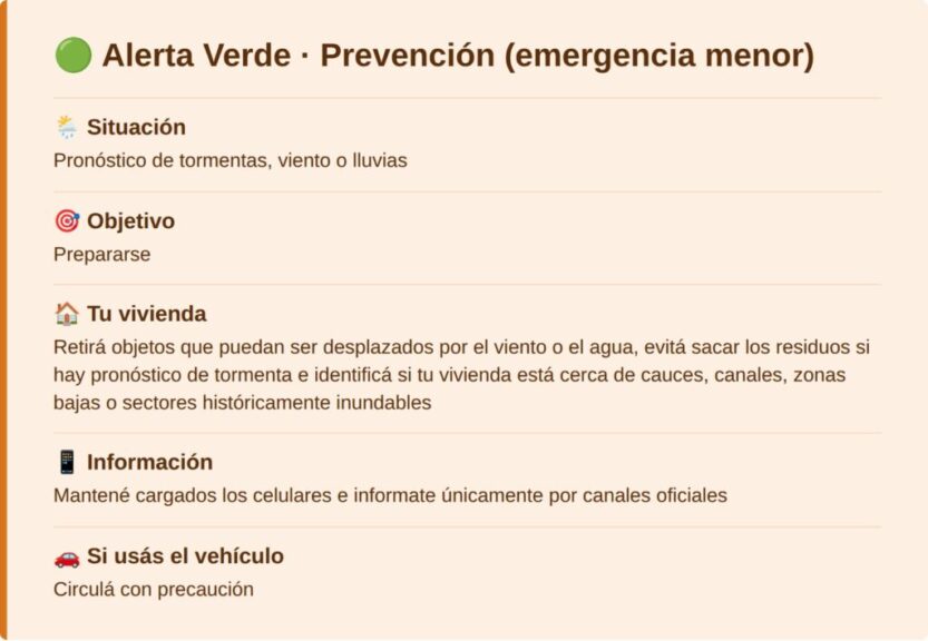 Alerta Verde: prevención