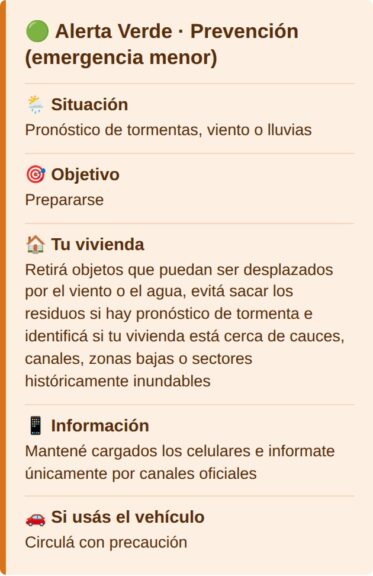 Alerta Verde: prevención