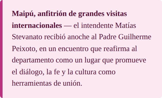 Maipú, anfitrión de grandes visitas internacionales