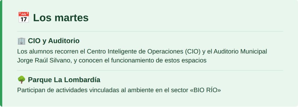 Actividades de los martes