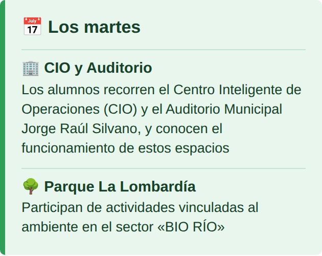 Actividades de los martes