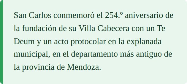 Resumen del 254.º aniversario de la Villa Cabecera de San Carlos