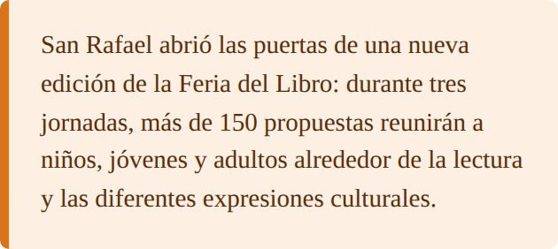 Resumen de la Feria del Libro de San Rafael