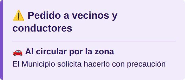 Pedido a vecinos y conductores