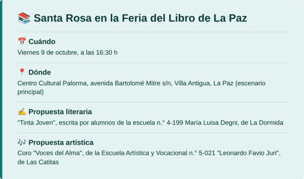 Santa Rosa en la Feria del Libro de La Paz