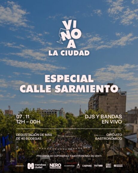 Afiche de Vino a la Ciudad, Especial Calle Sarmiento, 7 de noviembre de 12 a 24